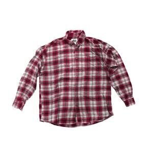 Vintage Old Mill Red Plaid Flannel Shirt Men’s 2XT Tall 100% Cotton Long Sleeve